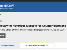 Comments submitted to USTR for 2026 Notorious Markets Report